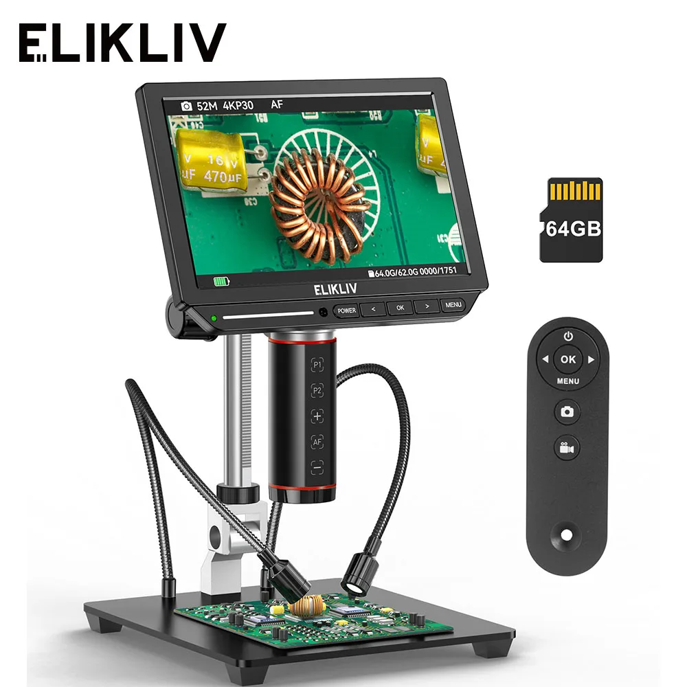Electronics Repair Videos - Elikliv EM4K-AF 4K microscopio Digital Autofocus